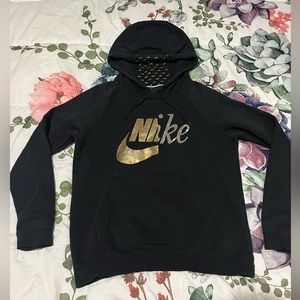 Nike hoodie with gold graphic print inner hoodie logo design‎
